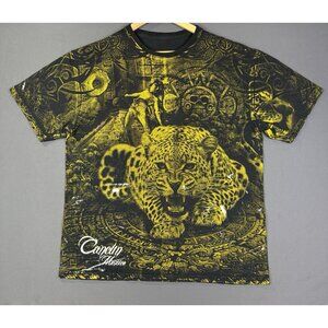 Vintage Y2K Cancun Mexico AOP Tribal Art Animal Native Black XL Shirt
